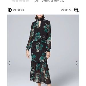 WHBM Floral-Print Smocked Midi Dress